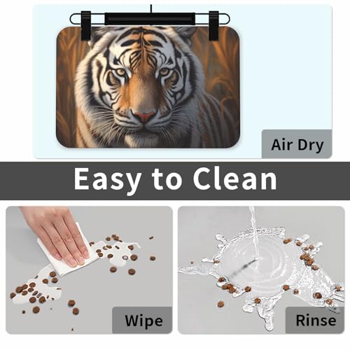 Tapis en cuir synthétique Tiger d'alimentation étanche pour animaux - 7