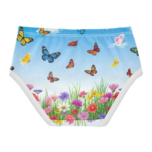Colorful Wildflower Butterfly Girl Panties Cute Toddler Underwear Custom Cotton Print Briefs Kids Undies 2t2