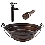 SimplyCopper16' Oval Copper Vessel BUCKET Sink with 13' Pump Faucet and Daisy Drain