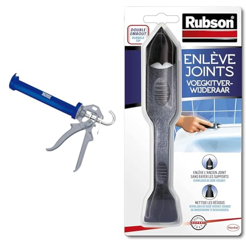 Alyco 198805 Pistolet renforcé de 225 mm pour tubes de silicone & Rubson | Enlève Joints à double embout – Outil pour enlever l'ancien joint sans rayer les supports