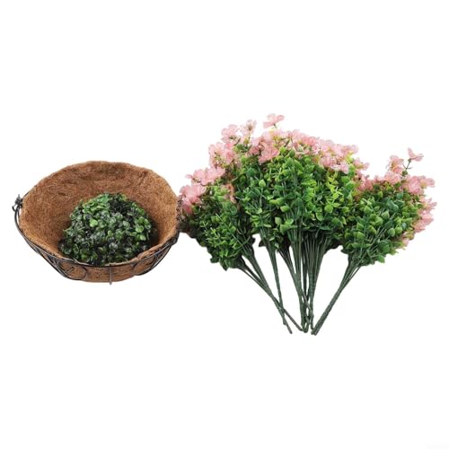 Panier de fleurs suspendu en soie violette décorative pour mariage et balcon - 4