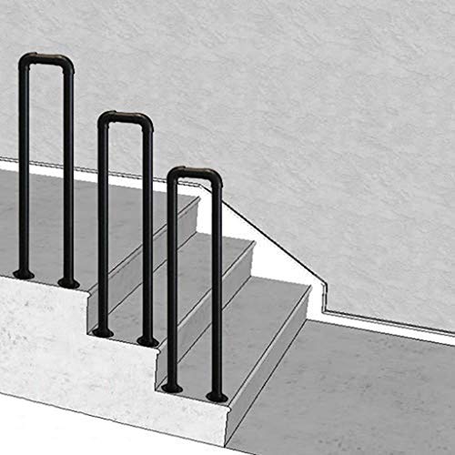 Rambarde d'escalier extérieure en fer forgé noir mat pour terrasse