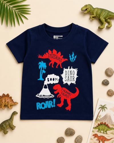 Image of BODYCARE Kids Inafant Placement Print Boys Round Neck Half Sleeves Cotton T-Shirt | Skin Friendly Regular Fit | Soft Breathable Fabric Comfortable & Durability | Pack of 1 | Mustard | Age 6-12 Months
