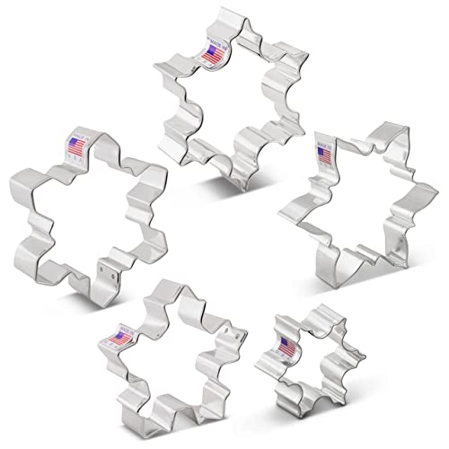 Snowflake Cookie Cutters 5-Pc Set Made In Usa By Ann Clark, 3.25", 3.5", 4", 4.25", 4.5" #TOP6
