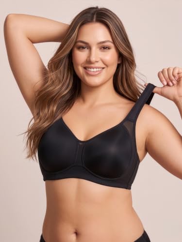 Image of Women's Full Coverage Lightly Padded Bra | Mesh Panel Everyday Comfort Bra | Broad Support Straps | Breathable Soft Fabric Adjustable Straps