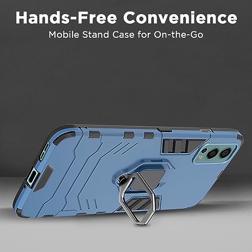 Image of Pikkme Back Cover for OnePlus Nord 2 5G | 360 Protection | Ring Holder | Kickstand | Tough Armor Case (Blue)
