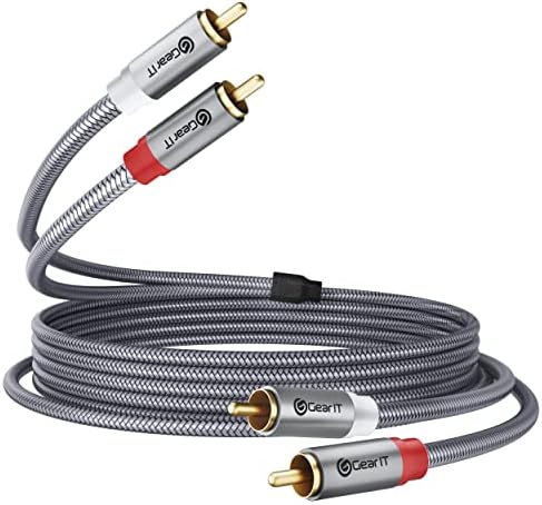 GearIT RCA Cable (6.6FT) 2RCA Male to 2RCA Male Stereo Audio Cables Shielded Braided RCA Stereo Cable for Home Theater, HDTV, Amplifiers, Hi-Fi Systems, Car Audio, Speakers, 6.6 Feet