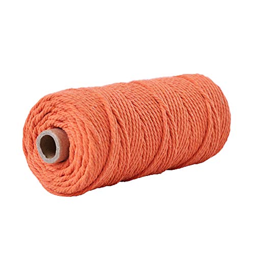 Orange Natural Macrame Rope 2mm/100 Meters Twisted Cotton Rope Twisted Cotton Cord for Wall Hanging,Plant Hangers,Crafts,Knitting,Decorative Projects