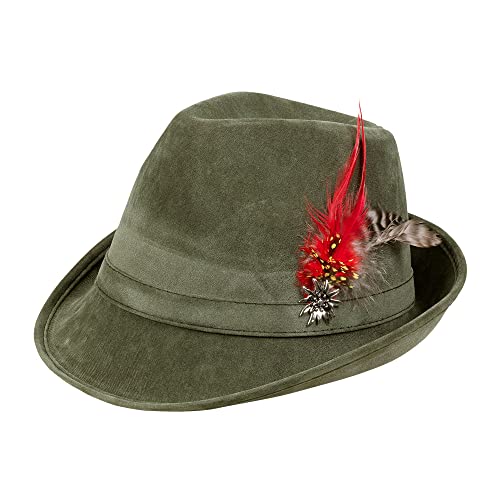 Boland 54285 - Hut Jagdmeister mit Edelweiß, Grün, Jäger, Trachtenhut, Kopfbedeckung, Volksfest, Mottoparty, Karneval