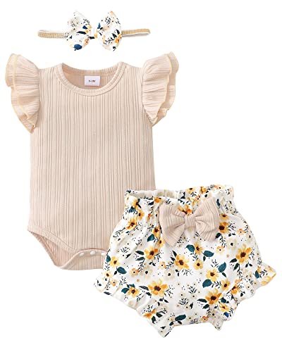 Image of SUNNY PIGGY Baby Girl Clothes Infant Girl Outfit Newborn Girl Romper Summer Baby Girls’Clothing Short Set