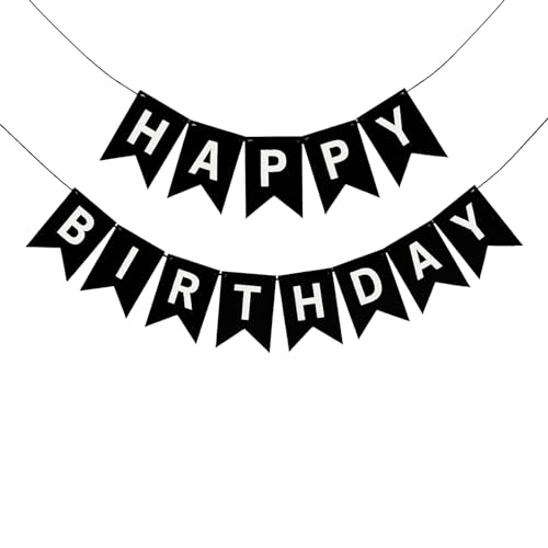 Image of Happy Birthday Banner Birthday Party Supplies (Black)