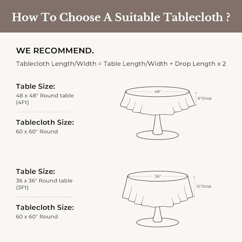 Nappe ronde noire imperméable 152 cm Romanstile en polyester antitache sans plis