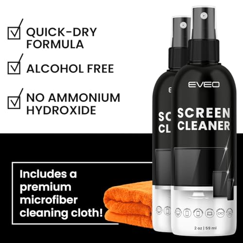 image for EVEO Screen Cleaner Spray - TV Screen Cleaner Spray and Microfiber Clo