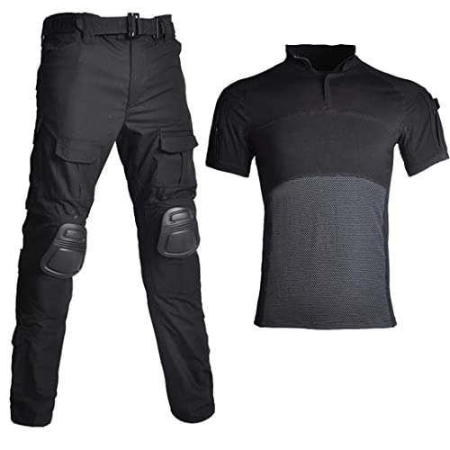 Trajes del ejército con camuflaje táctico, camisas de combate y pantalones cargo con rodilleras