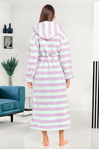 Image of Alexander Del Rossa Womens Fluffy, Fuzzy Robe for Women,Women's Long Hooded Robes, Plus Size