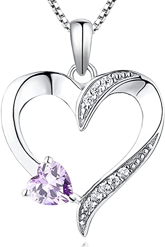 Yl Collar De Corazón Plata De Ley 925 Con Giugno Piedras De Nacimiento Alessandrite Collar Con Colgante De Corazón Doble Para Mujer, 45-48cm Yl Collar De Corazón Plata De Ley 925 Con Giugno Piedras De Nacimiento Alessandrite Collar Con Colgante De Corazón Doble Para Mujer, 45-48cm