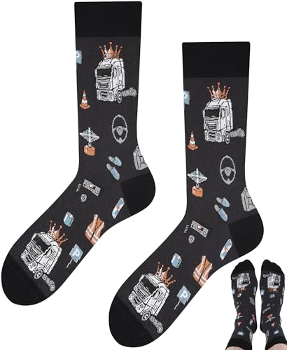 TODO Lustige Trucker Socken mit LKW Krone Lustige Socken für Lkw-Fahrer & Fernfahrer Geschenk für Trucker Männer Cooles Truck Design43-46