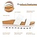 Ustogi Flatform Platform Sandals Women Arch Support Beach Slides Orthotic Summer Causal Cork Footbed Lightweight Thick Sole Comfortable Fashion Slip on Cushion Cute 2 Strap 01(6, White)