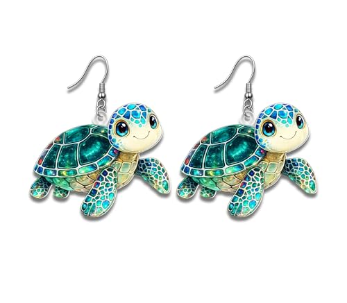 Pendientes de tortuga marina ligeros antialérgicos con ganchos de acero inoxidable