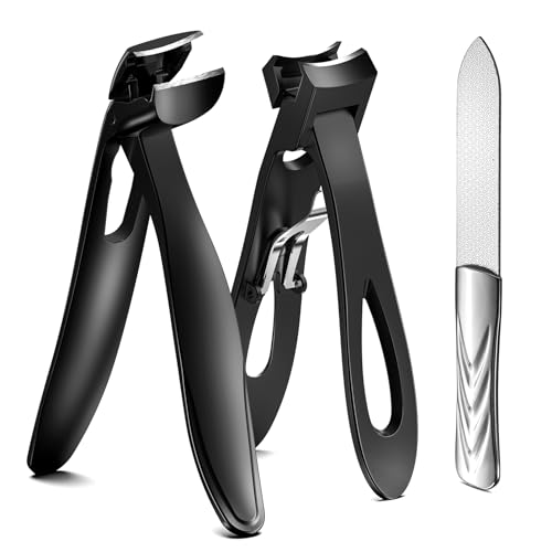 Image of BEZOX Toe Nail Clipper for Thick Nails for Seniors, Nails Clipper Set for Comfort Nail Trimming, Precision Fingernail Clippers - Black