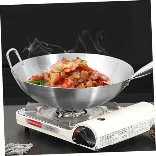 Wok de acero inoxidable Mikikit con mango de madera 12 pulg miniatura 6