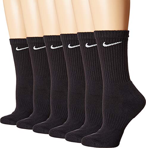 Nike Everyday Cushion Crew Socks, Unisex , Black/White, L (Pack Of 6 Pairs ) #TOP5