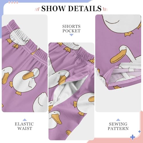 Cartoon Duck Print Boys Long Pants Soft Trousers Elastic Waist Kids Lounge Bottoms with Pockets S-XL4