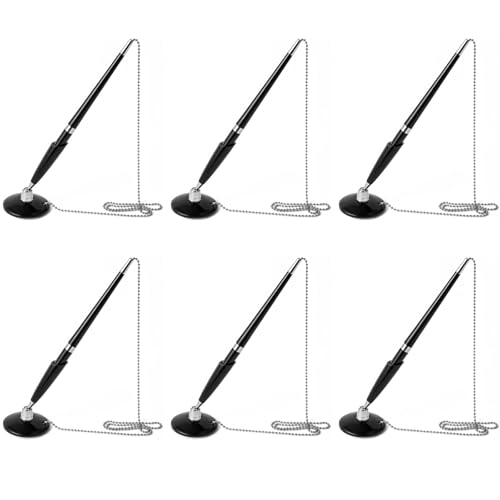 Lot de 6 stylos à bille de 0,7 mm avec base adhésive pour guichet