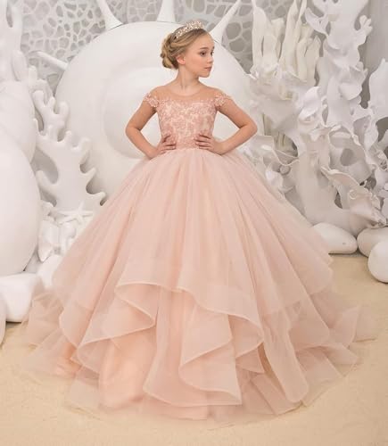 Tulle Flower Girl Dress Wedding Lace Appliques Pageant Dresses Formal Long Party Ball Gown2