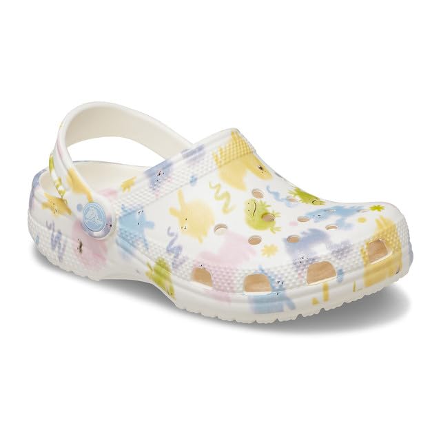 Image of Crocs Unisex's Classic Clogs with Patterns and Graphics (Little Kid /Big Kid) Chalk 4 Medium