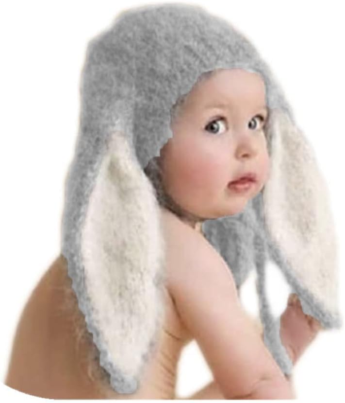 Newborn Photography Props Hat Monthly Boy Girls Photo Shoot Costume Crochet Clothes Big Ears Bunny Hat Photo Shoot
