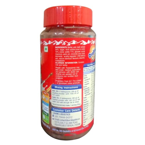 Image of OVALTINE Malted Health Drink Chocolate Flavour Powder, Health Drink for Kids Adults, Nutrition Drink with Vitamins Minerals, Tasty Milk Mix in Glass Jar Daily Energy & Wellness, 400g (Pack of 1)
