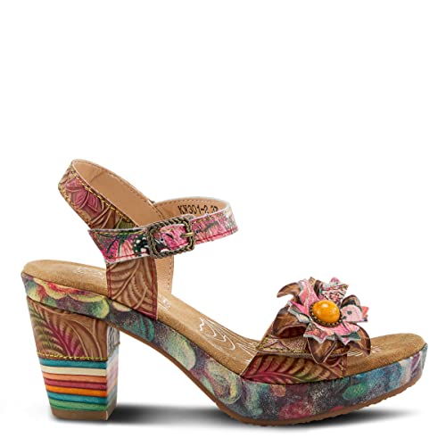 Image of L`Artiste Leilanie Hand-Painted Leather Platform Heel Sandal