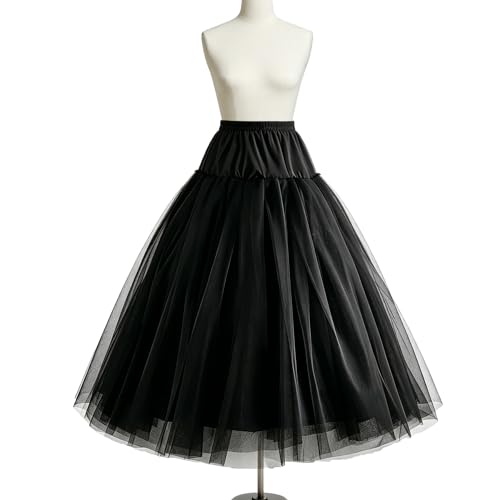 Image of RULTA Women's A-line 3-layer skirt Hoopless Petticoat Crinoline Underskirt Slips under dress for wedding dress Prom Dress