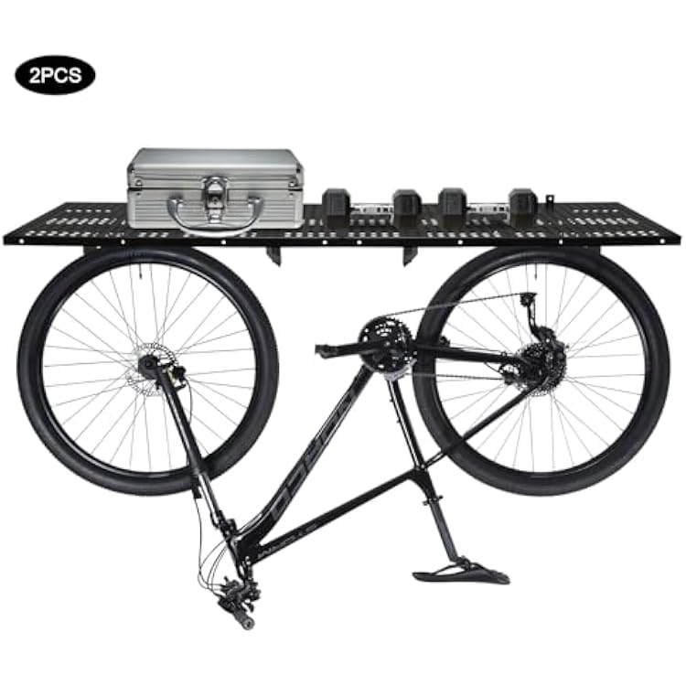 Garage Storage Rack Wall Mounted Heavy Duty Adjustable Shelf Garage Organization Workshop Tools (Black)