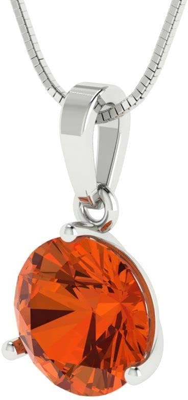 Clara Pucci 2 cttw Red Simulated Diamond White Gold-Plated Silver Necklace and Pendant for Women (16" Box Chain,Round Cut,8.0mm) - Image 2