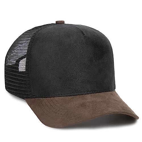 Boné Trucker Liso Telinha Camurça Country Aba Curva (Preto)