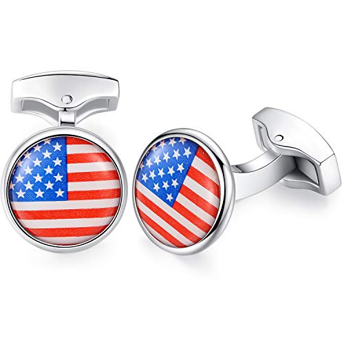Mancuernillas HONEY BEAR con bandera USA en acero miniatura 1