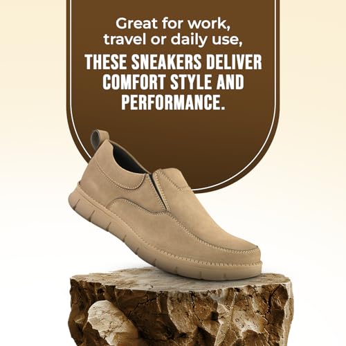Image of STANPHORD Men Suede Slip-On Sneakers | Casual Daily Walking Shoes | Rubber Anti-Slip Sole | Lightweight Cushioned Streetwear Fashion Footwear (TPSI 5020)
