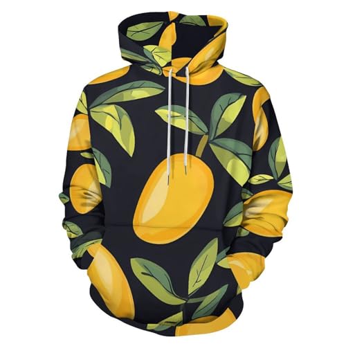 Sudadera con capucha unisex con estampado de frutas y bolsillos para otoño, Estilo:, S