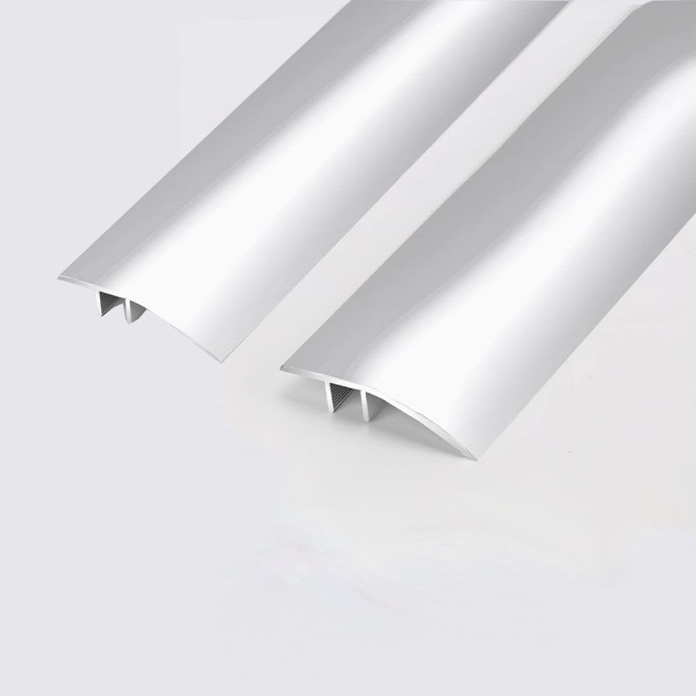 2Pack 1M Aluminum Floor Transition Strip Door Bar,Metal Floor Bar for Doorways Threshold Ramp Tile Laminate Planks,Bridge The Height Between 6-12mm(Silver,4.3cm)