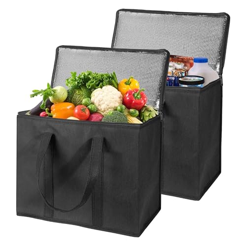 YqsIbth Cooler Bag, 2PCS Insulated Cooler Bag Box, 18L Thermal Food Delivery Bag, Collapsible Cool Bag, Big Cold Bag Picnic, Reusable Insulation Shopping Bags for Shopping Camping Family BBQ Picnic