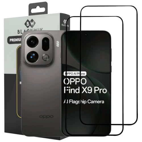 Image of Blackwik Tempered Glass Screen Protector for Oppo Find X9 Pro 5G with Edge-To-Edge Protector Coverage | Easy Installation Kit (Black) (Pack Of 2)