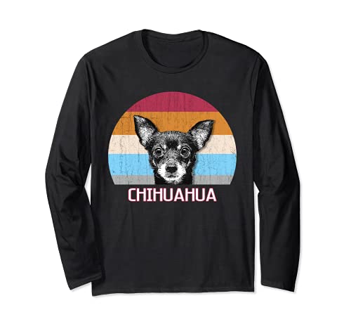 Chihuahua Dog Lover Owner Retro Vintage Distressed dog Long Sleeve T-Shirt, Black