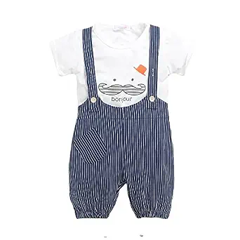 Hopscotch Boy's Cotton Blend Striped Clothing Set