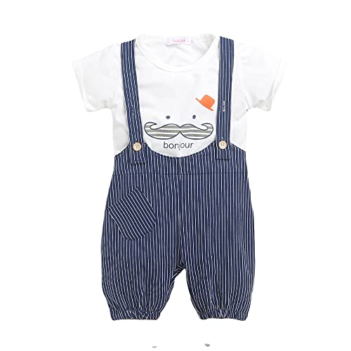 Hopscotch Baby Boys Polycotton Stripes Print TShirt And Dungaree Set