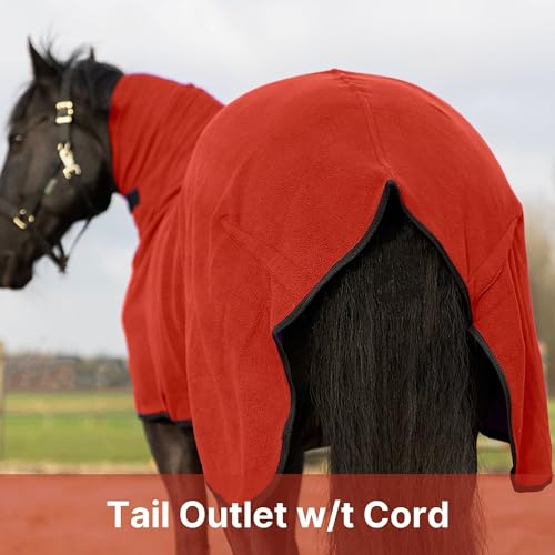 Image of RESISTANCE Fleece Contour Horse Cooler - Anti-Sweat Moisture Wicking, 3 Quick-Grip Neck Closures, Tail Cord, Durable Hemmed Edges, Polar Soft Fleece, Post-Exercise Cool Down