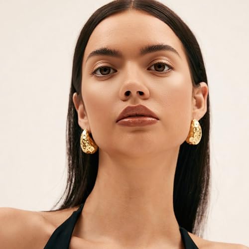 9 Pairs Gold Hoop Earrings Set for Women, Hypoallergenic Chunky Chain Twisted Hoop Earrings Pack, Fashion Dangle Earrings Jewelry for Gift by FAXHION - Image 4