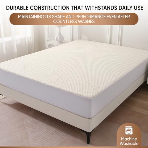 Luxury Waterproof Organic Mattress Protector King Size - Organic Cotton Breathable Mattress Pad Cover - Premium 380GSM 3D Air Fabric - Deep Pocket - Jersey Cotton Skirt - Fitted Design
