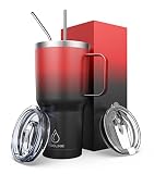 yoelike 32 oz Tumbler with Handle and Lid and Straw, Stainless Steel, Vacuum Insulated Iced Coffee T